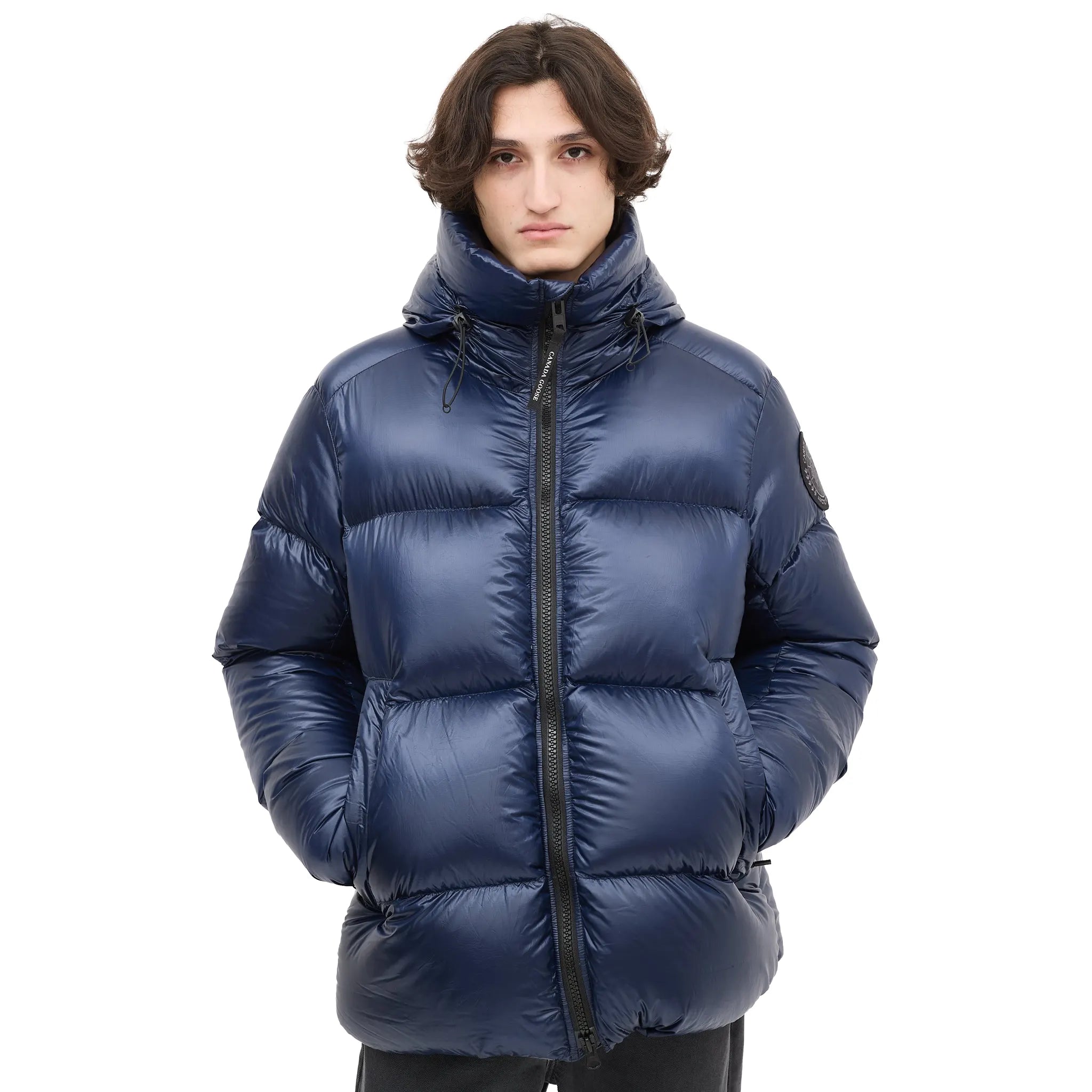 Front View of Canada Goose Down & Nylon Crofton Navy Puffer Jacket 2252M